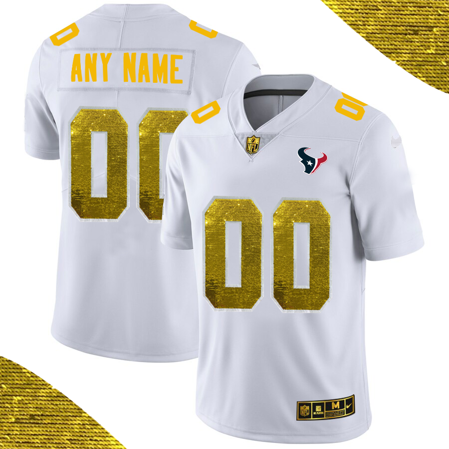 Men's Gold Houston Texans ACTIVE PLAYER White Custom Fashion Edition Limited Stitched Jersey
